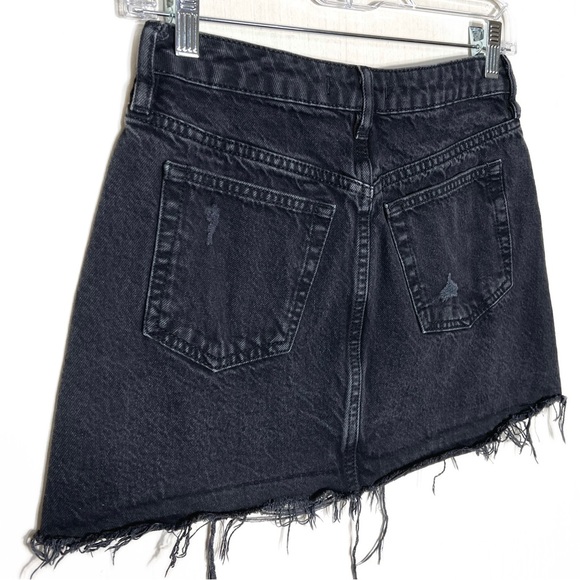 Free People Distressed Fringe Hem Light Black Buttonfly Cutoff Denim Mini Skirt - Picture 10 of 13